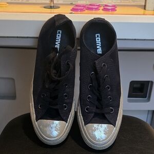 Limited Edition Convers Black and Silver powder Metallic Shiny Classic Low top